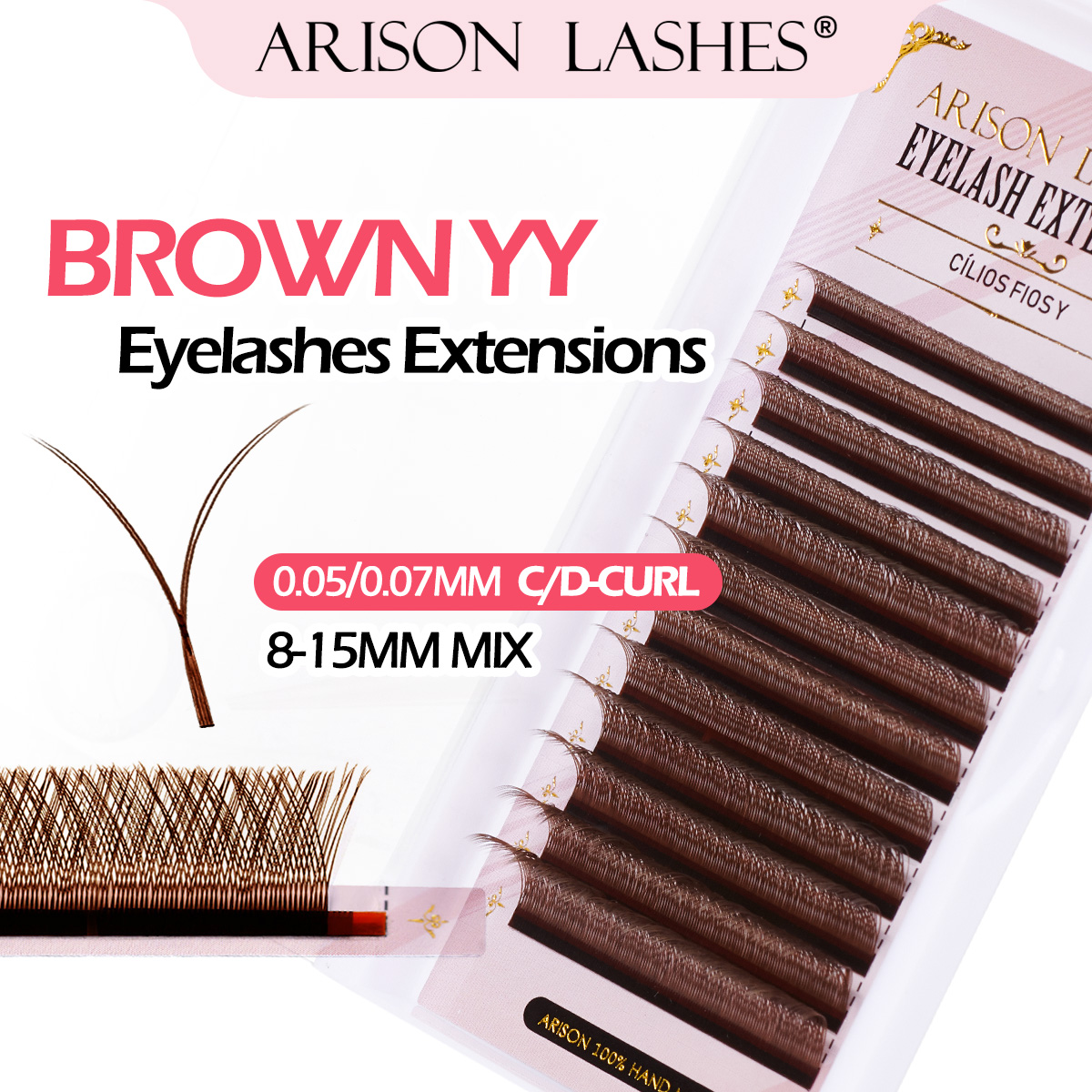 ARISON Brown 2D YY Lashes Doub - đánh giá và giá Eyelash Extension Double Volume